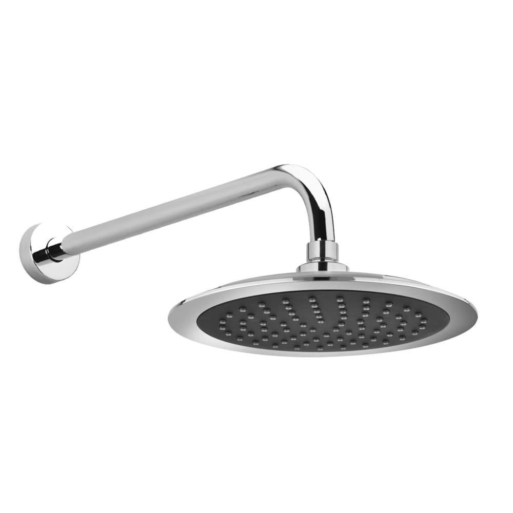 Regadera redonda Neris 8" Cromo - Negra con brazo 30 cm