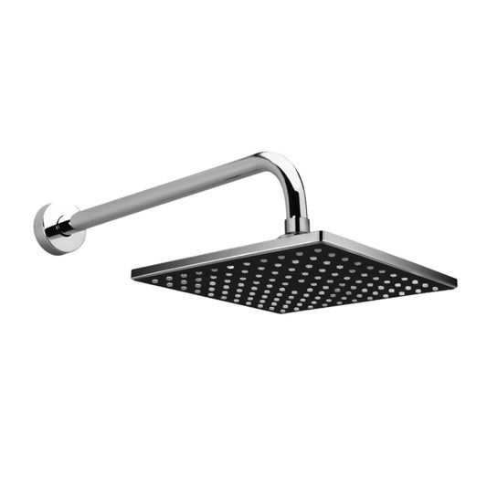 Regadera cuadrada Saona 8" Cromo - Negra con brazo 30 cm