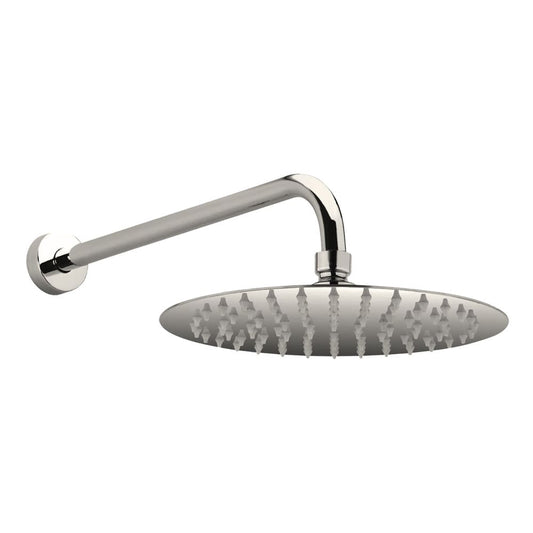 Regadera redonda Slim 8" Acero Inox con brazo de 30 cm