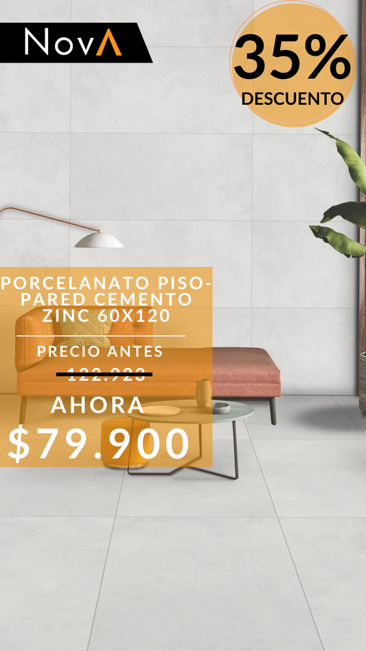 PORCELAIN FLOOR - WALL CEMENT ZINC 60X120