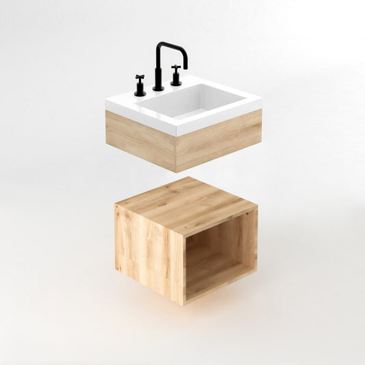 Combo Lavamanos Oslo + Mueble Godai Elevado 48x43 + CUBO 48