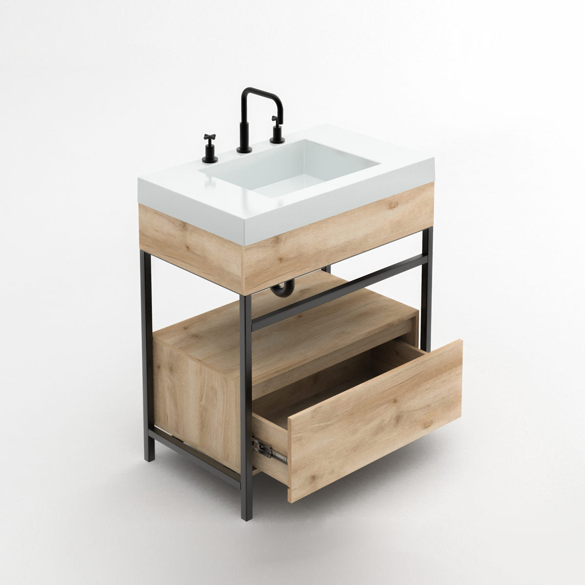 Combo Lavamanos Oslo + Mueble Godai Piso 79x48cm + Cubo Cajón 79