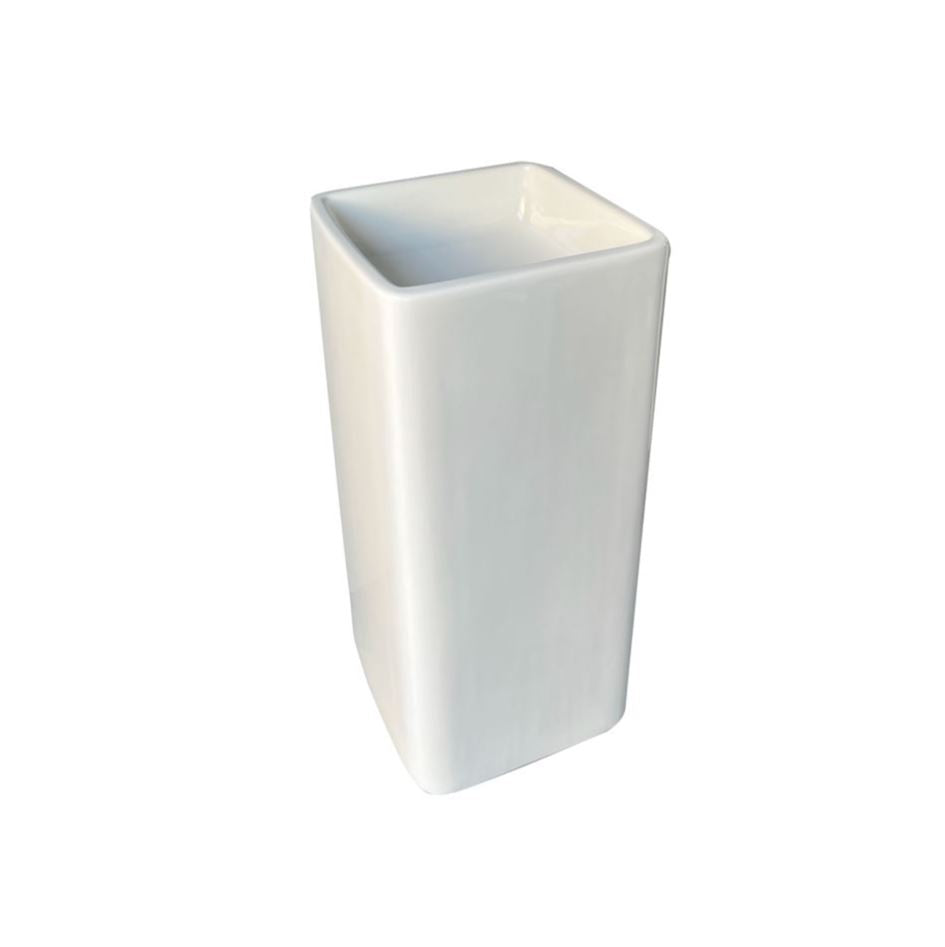 Square pedestal ceramic sink Coral White Glossy