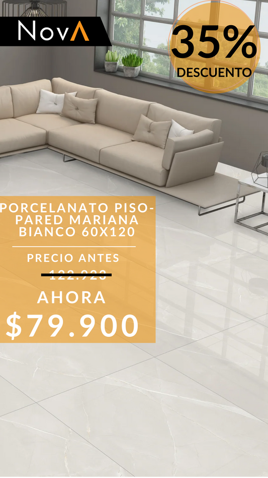 PORCELAIN FLOOR - WALL MARINA BIANCO 60X120