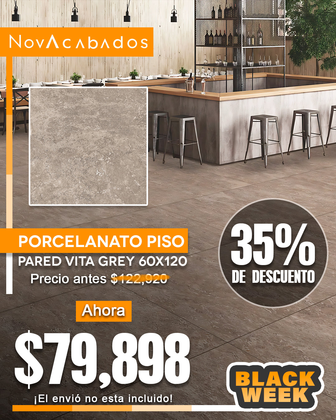 Porcelanato Piso - Pared Vita Grey 60X120