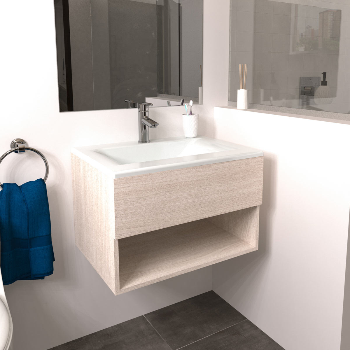 Trentino Sink Combo + Rayo Raised Cabinet 63x48cm