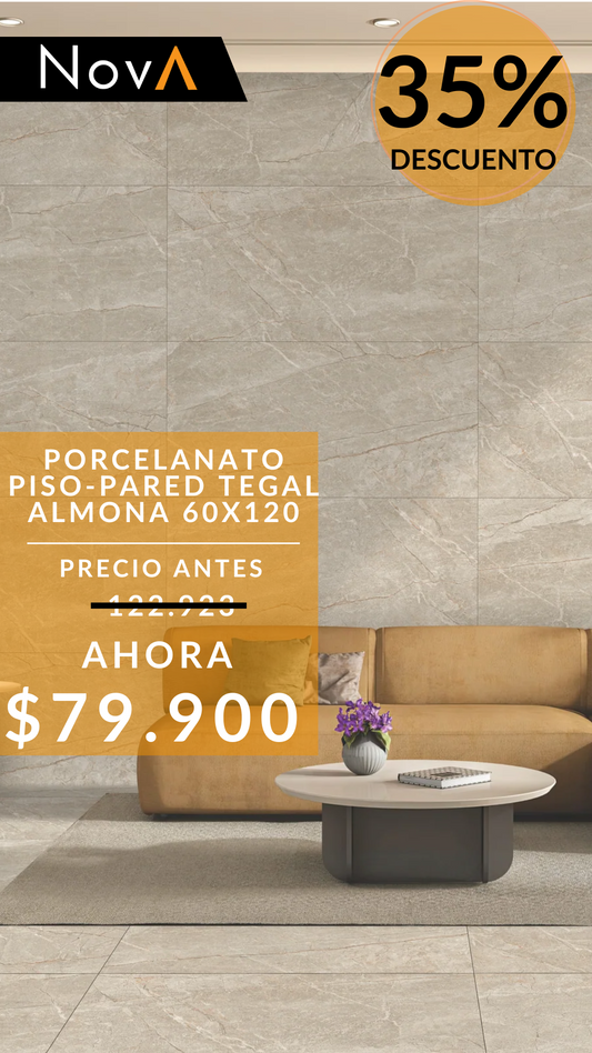PORCELAIN FLOOR-WALL TEGAL ALMONA 60X120